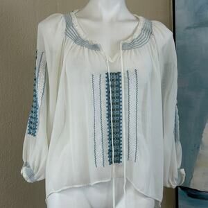 Sabine Blouse Sheer boho embroidered size small